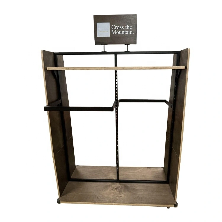 Custom Vloerstaande Vrouwen Kleding Winkel Retail Pos Promotie Houten Rekken Ondergoed Kleding Display Stand 1