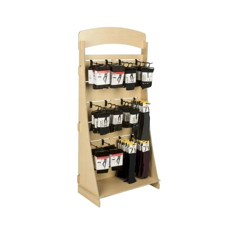 Einzelhandelsgeschäft Pos Pop Promotion Sperrholz Socken Zubehör Haken Ausstellungsstand 1