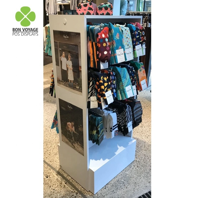 Bodenstehendes kundenspezifisches hölzernes Ausstellungsregal-Socken-Präsentationsständer steht für Einzelhandelsgeschäft 1