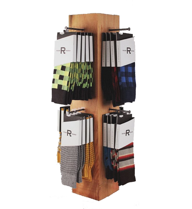 Socks Countertop 4sided Wood Display Stand 1
