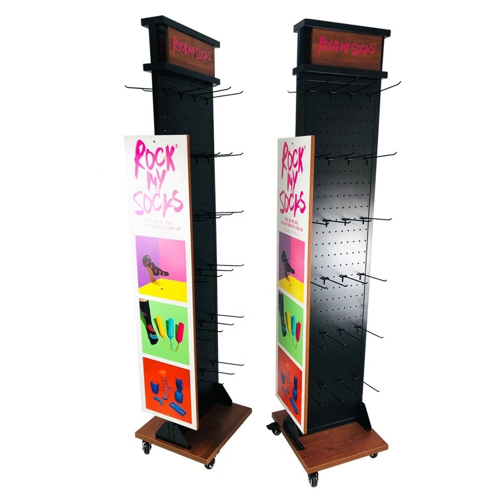 Pop-up-Bodensocken, Metallhaken, Ausstellungsständer, Socken-Display, drehbares Lamellenwand-Display 1