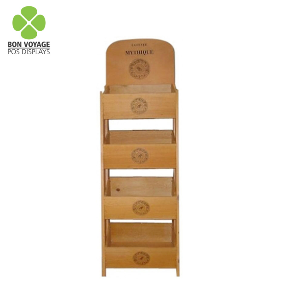 Prateleira de exibição de piso de madeira personalizada de 5 camadas para cosméticos/maquiagem/óleo essencial 7