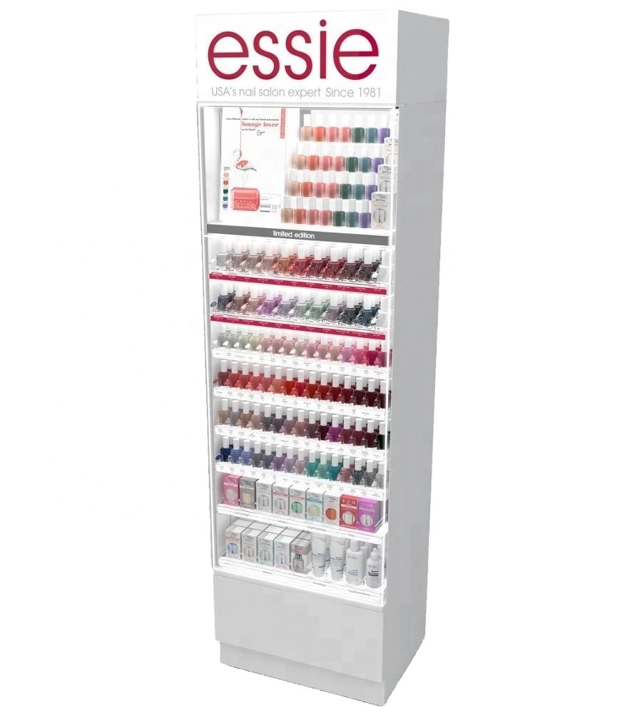 Présentoir cosmétique de produits de beauté d'étagères en bois de vernis à ongles de plancher pour le magasin de détail 1