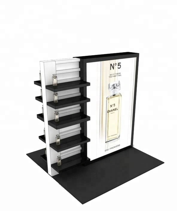 Custom Made Perfume Floor Display Stand With Shelf Double Sided Perfume Bottle Display Stand 1