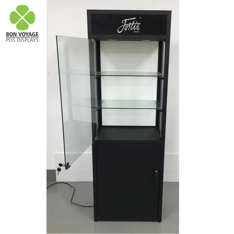 Sonnenbrillen-Brillen-Metallvitrine, freistehender Pos-Pop mit LED-Licht 1