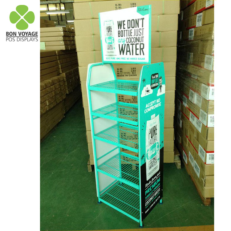 Grocery Store Metal Beverage Coconut Water Display Wire Rack