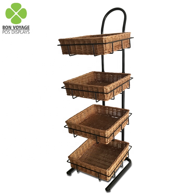 Engros Supermarked Wicker Basket Frugt og grøntsager Display Hylle 3