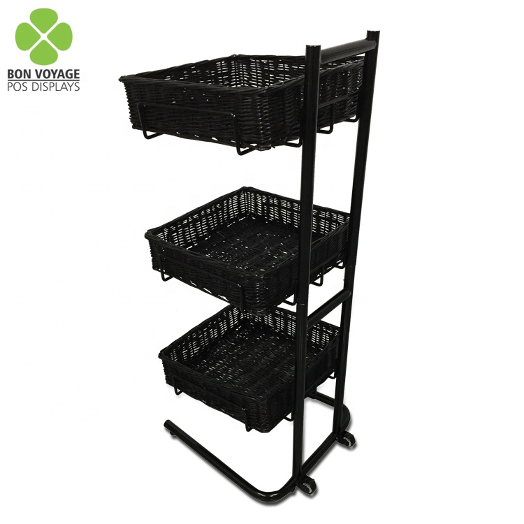 Engros Supermarked Wicker Basket Frugt og grøntsager Display Hylle 5