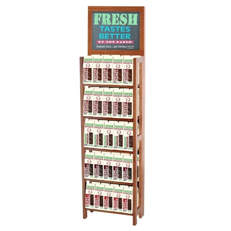 Custom 4 Tiers Wooden Floor Shelf Teabag Coffee Beans Display Stand Rack 1