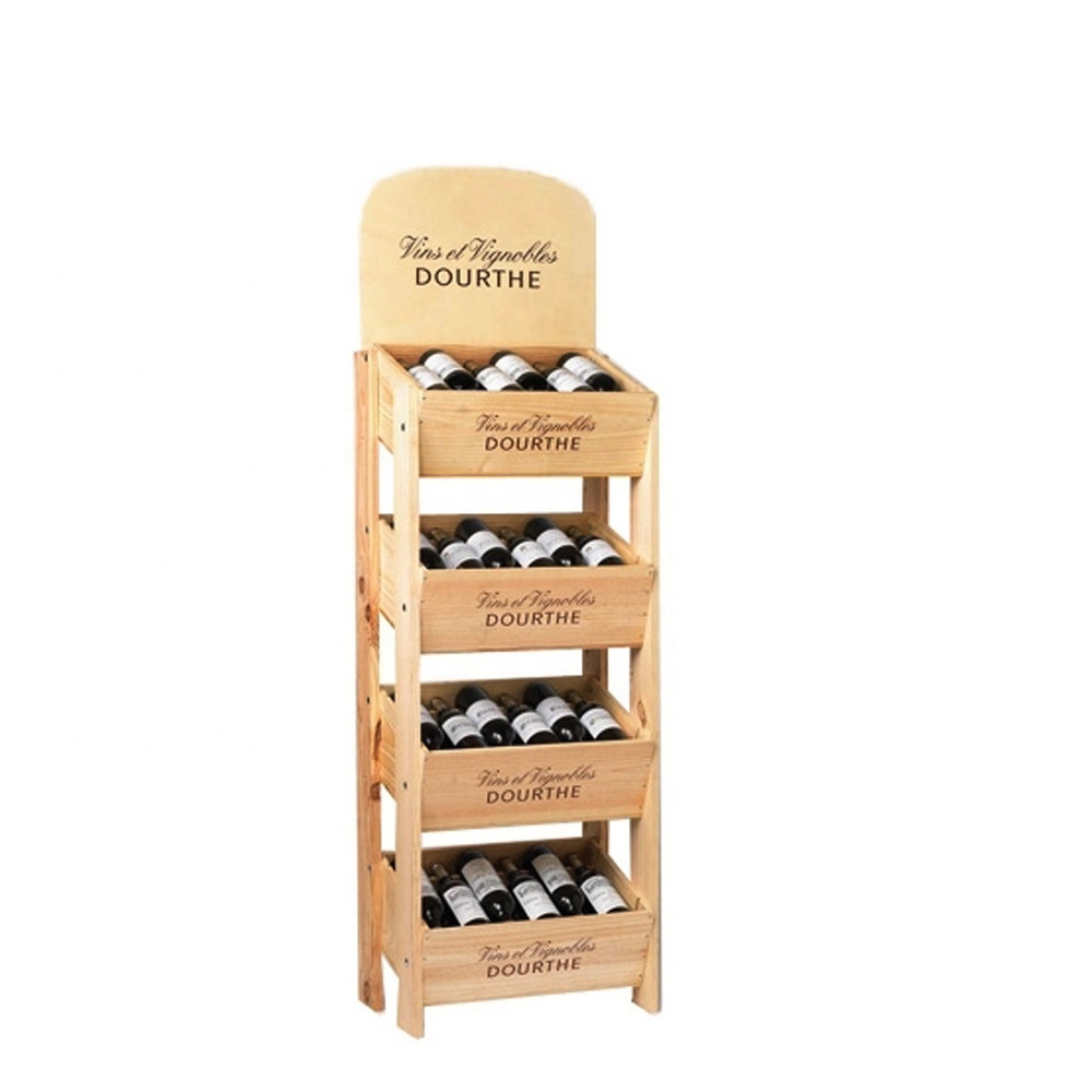 Træpinde krog display stativ 2-sidet Merchandiser med hylder til snacks mad og drikkevarer 7