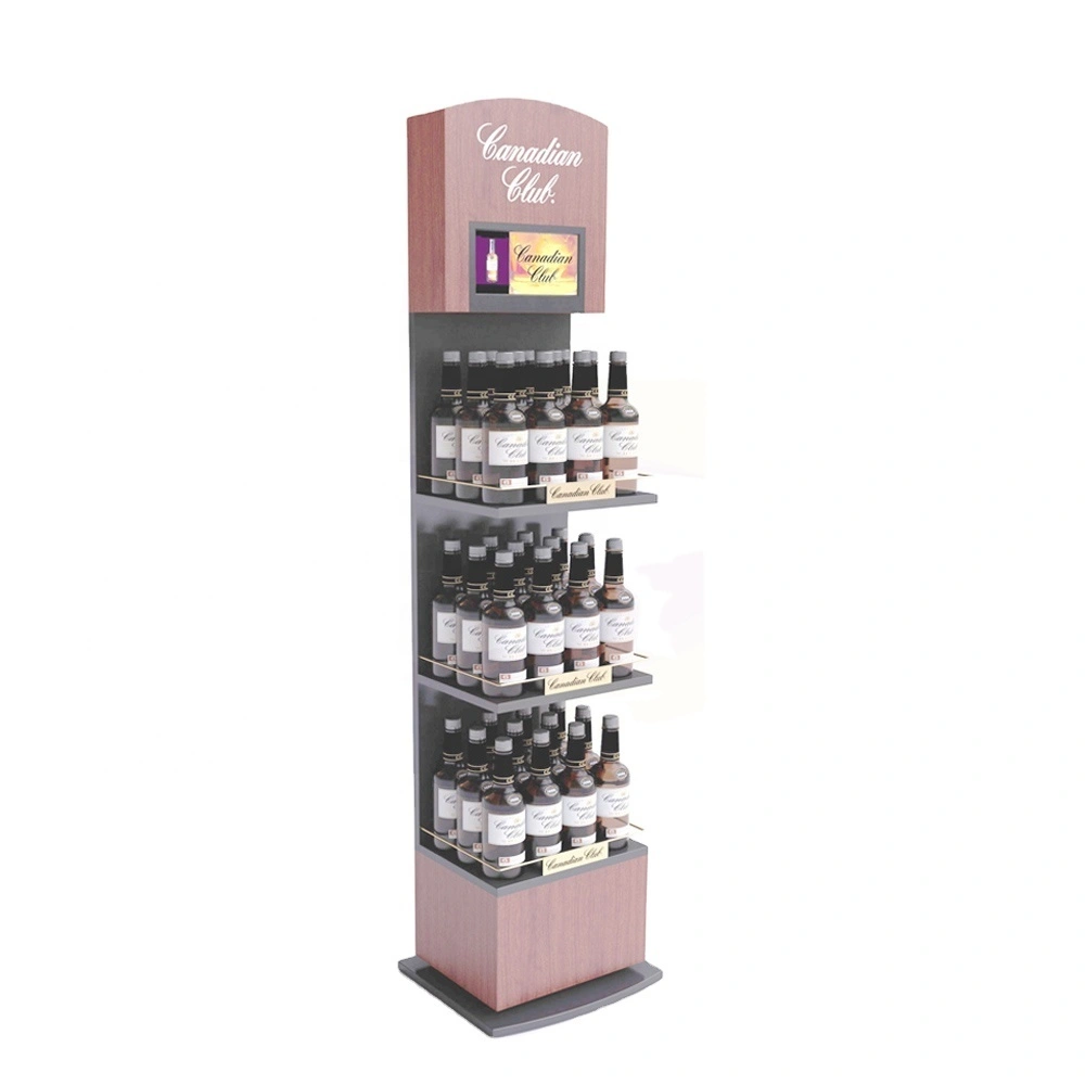 Detailbutik Pop Up Trægulv Opbevaring Honning Vinflasker Display Stand 1