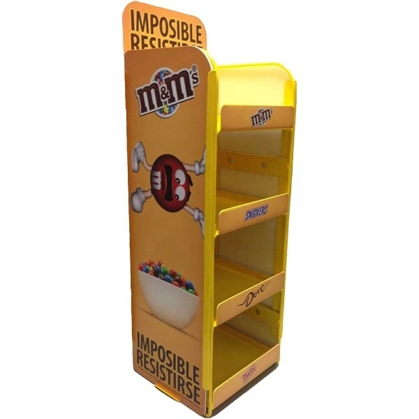 Tilpas 4 etagers gulvstående metalhylder Chokolade Snacks Mad Display Stand til detailbutik 1