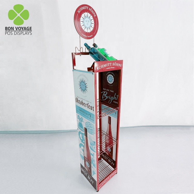 Detailsalgssted Metal Floor Spiritus Drikkeflasker Display Stand Rack Med Branding 6