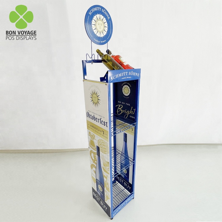 Detailsalgssted Metal Floor Spiritus Drikkeflasker Display Stand Rack Med Branding 4