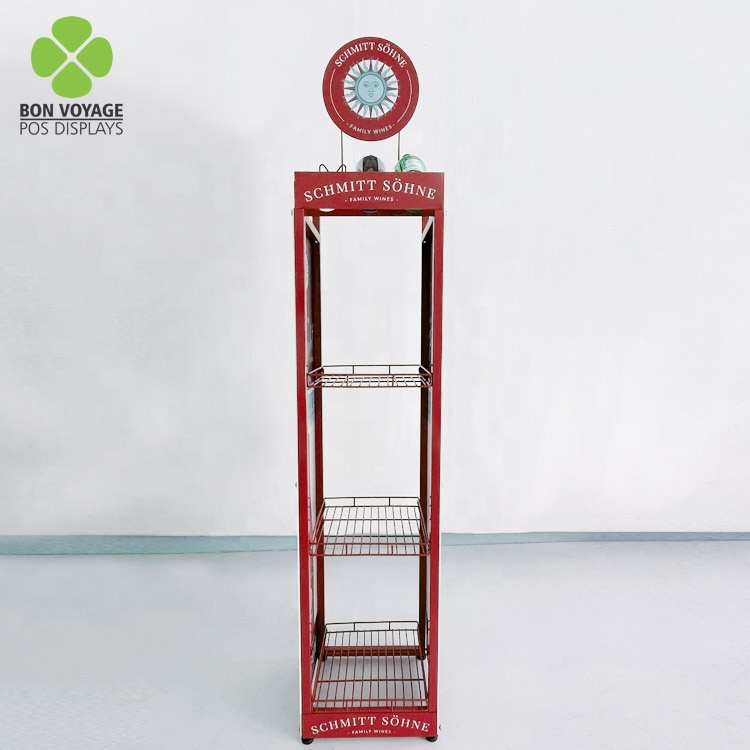 Detailsalgssted Metal Floor Spiritus Drikkeflasker Display Stand Rack Med Branding 1