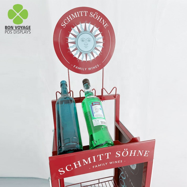 Detailsalgssted Metal Floor Spiritus Drikkeflasker Display Stand Rack Med Branding 7
