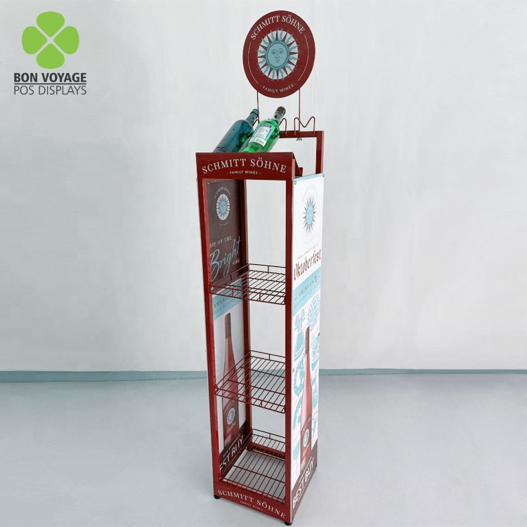 Detailsalgssted Metal Floor Spiritus Drikkeflasker Display Stand Rack Med Branding 5