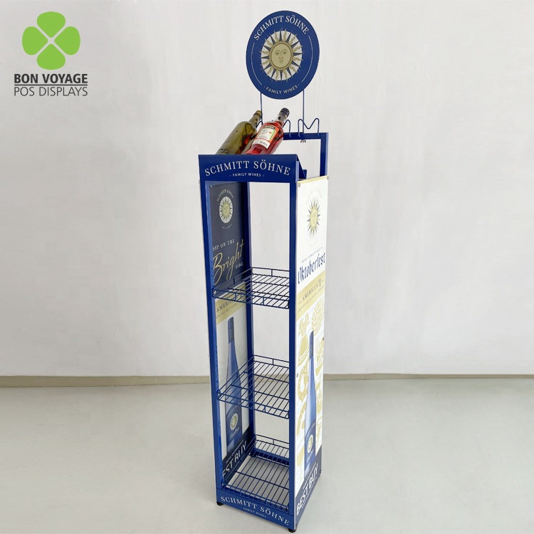Detailsalgssted Metal Floor Spiritus Drikkeflasker Display Stand Rack Med Branding 3