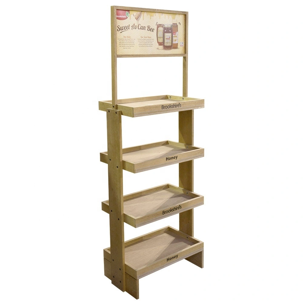Supermarkt-Pos-Ständer, 4-stufiges Regal, Honigglas-Honig-Display-Regal 1