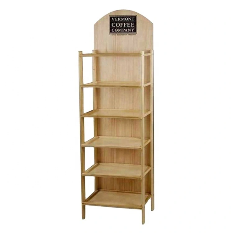 Retail Store Free Standing Wood Display Coffee Wood Racks 1