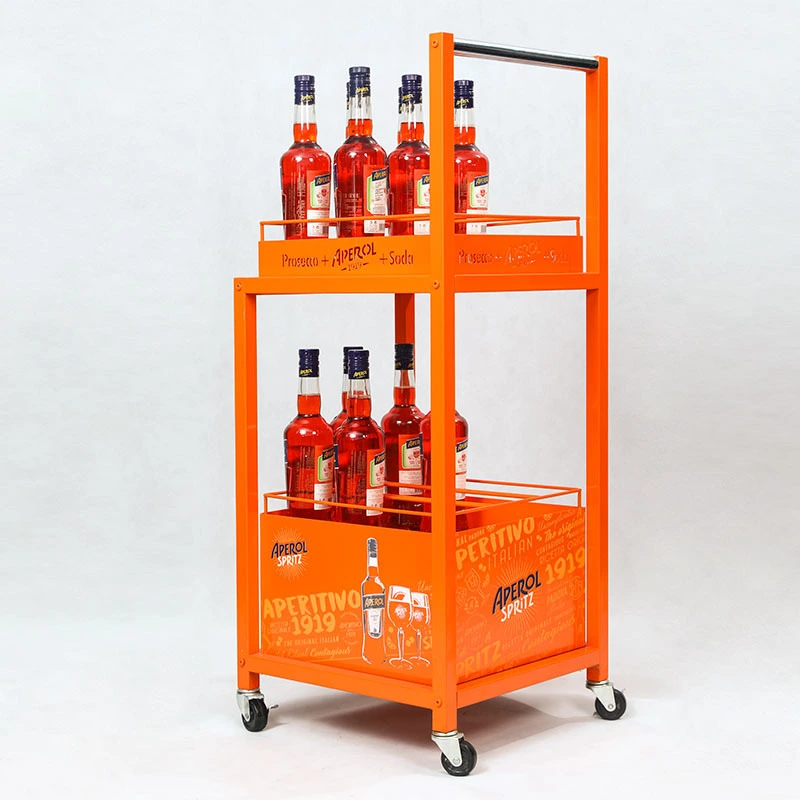Point-of-Sales-Speisen-Servierwagen Wein Mobiler Metall-Präsentationswagen für Einzelhandelsgeschäfte 1