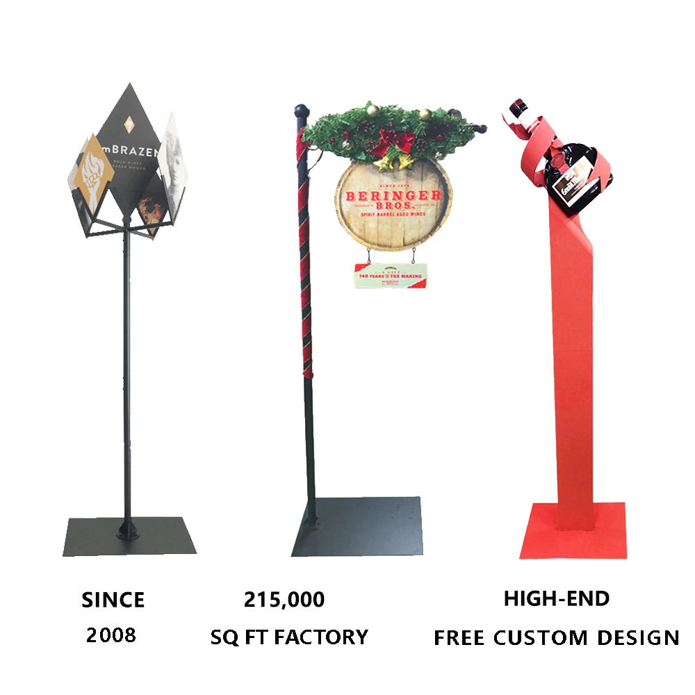 Custom Pos Pop Up Metal Pole Topper Display Stand til vin & spiritit 1