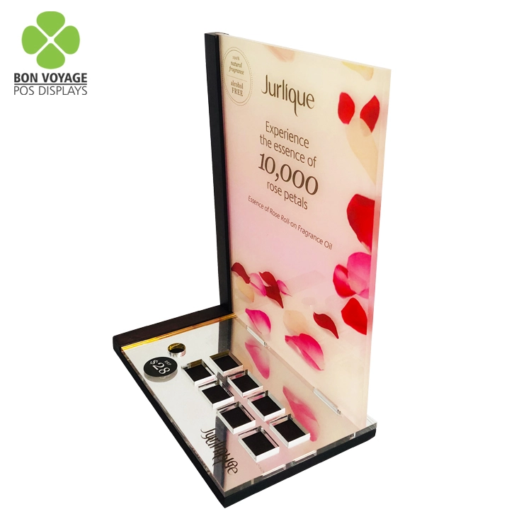 Kundenspezifischer Arbeitsplatten-Parfümflaschen-Präsentationsständer für Make-up-Acryl-Kosmetik-Ausstellungsstände 1
