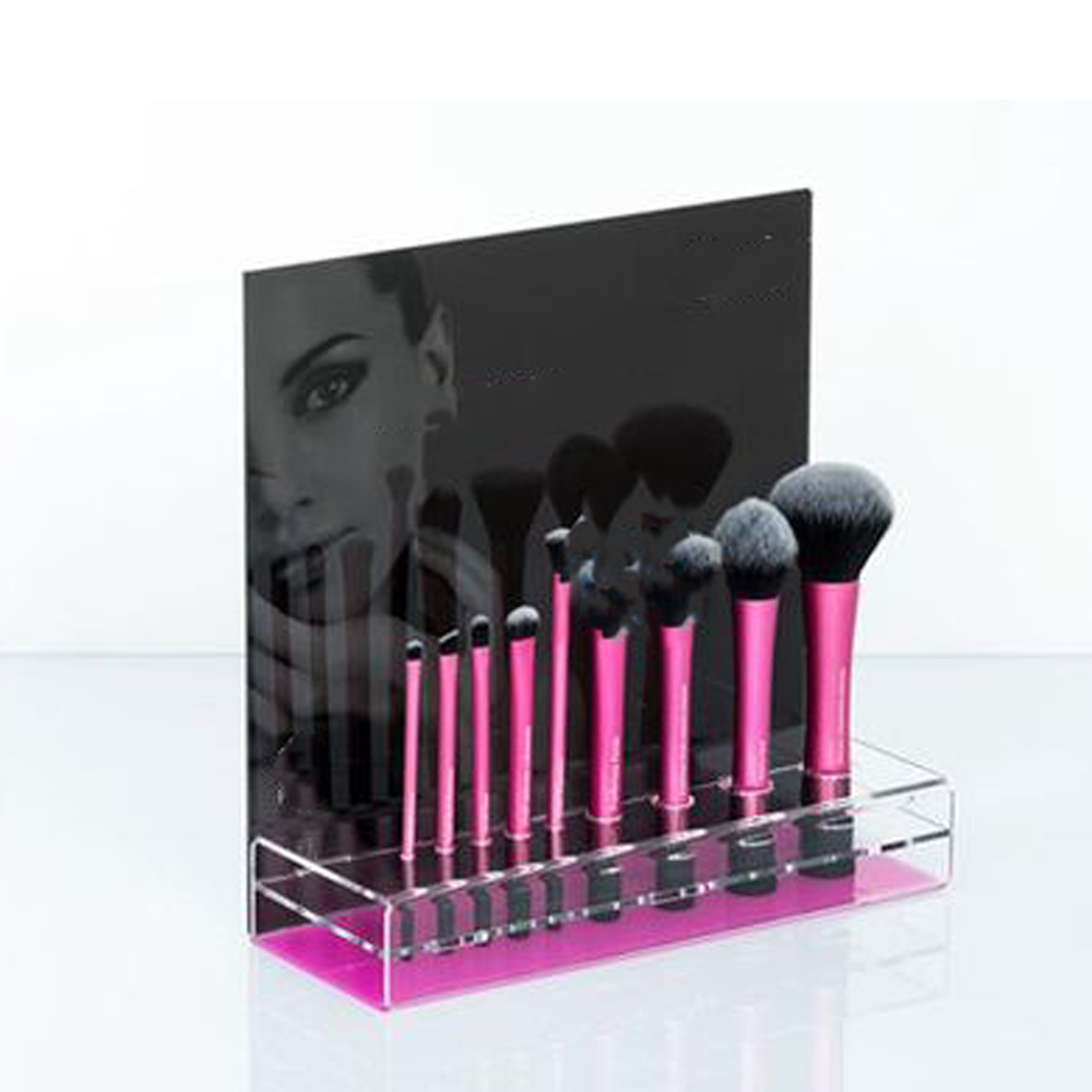 Brugerdefineret bordplade parfume flaske display stativ Makeup Akryl kosmetik display stativer med led lys 1