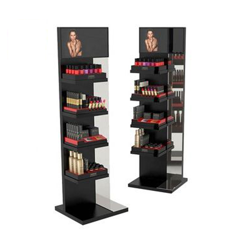 Brugerdefineret bordplade parfume flaske display stativ Makeup Akryl kosmetik display stativer med led lys 8
