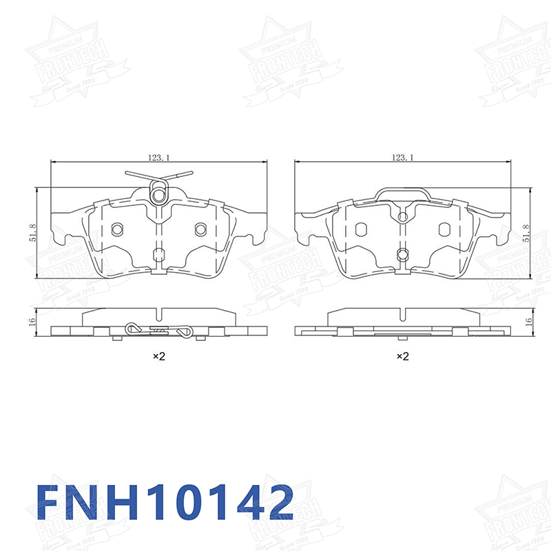 Frontech - Pastilhas de freio de baixo teor de metal ecologicamente corretas FNH10142 Fornecedores 4