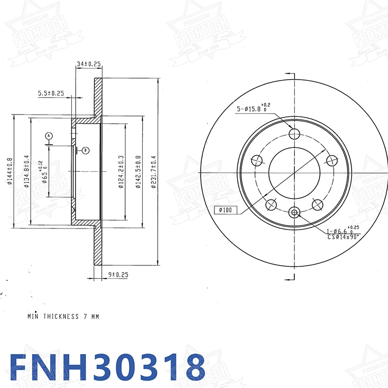Frontech - Disco de freno ranurado y perforado de atenuación reducida FNH30318 Proveedores 6