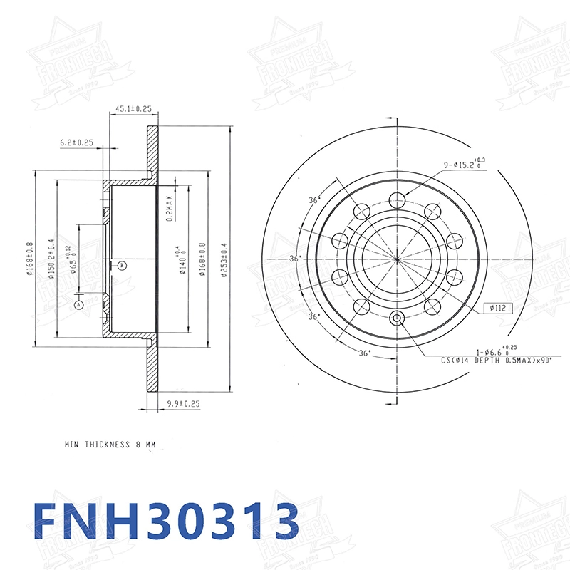 Frontech -Disques de frein à revêtement Geomet à performance de freinage supérieure FNH30313 Fournisseurs 5