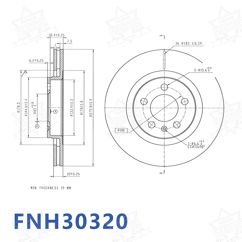 Frontech - Atualize os discos de freio revestidos geomet de desempenho de frenagem FNH30320 Fornecedores 5