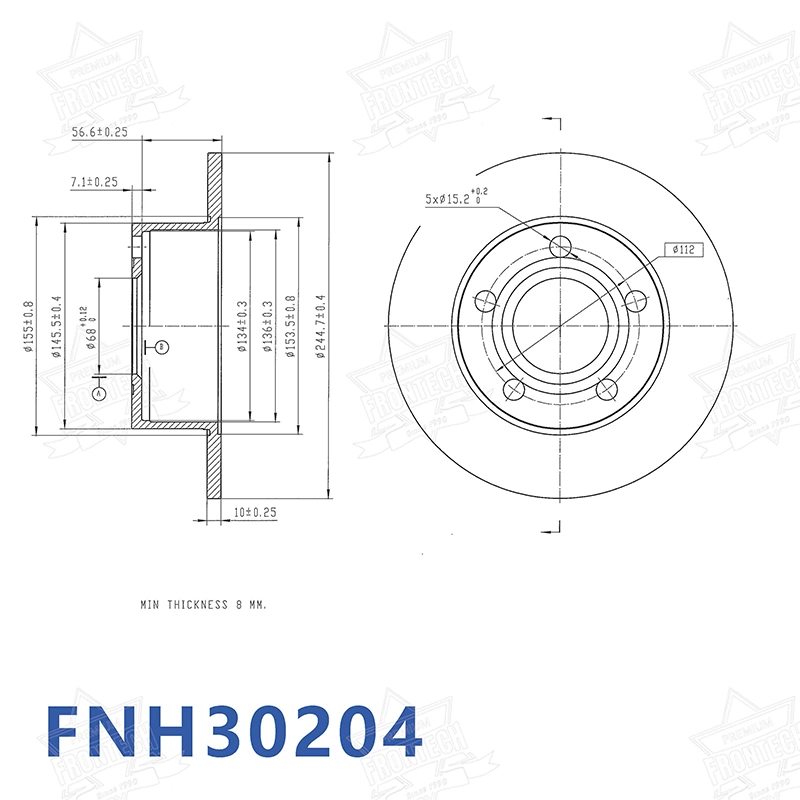 Frontech - Поставщики тормозных дисков FNH30204 с улучшенными характеристиками торможения с частичным покрытием 5