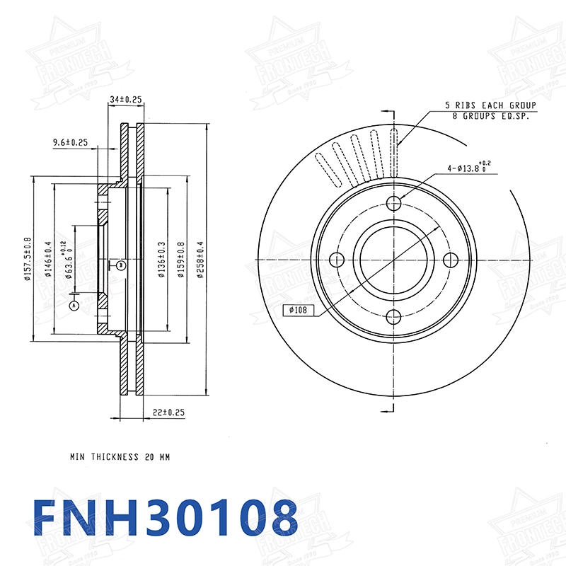 Frontech - Надежные поставщики тормозных дисков без покрытия FNH30108 7