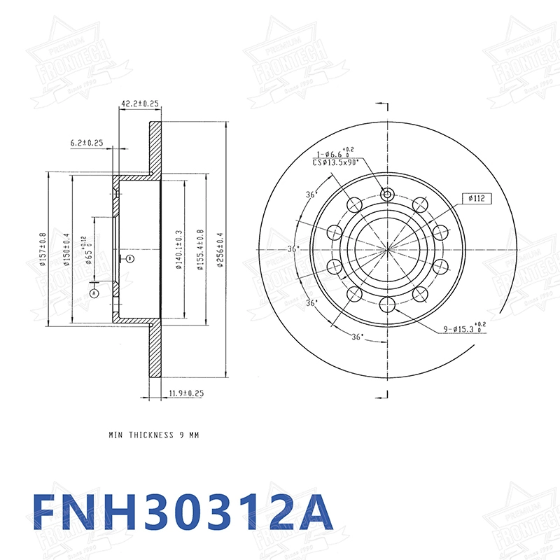 Frontech – Unbeschichtete Bremsscheiben für Schwerlastfahrzeuge FNH30312 Lieferanten 5