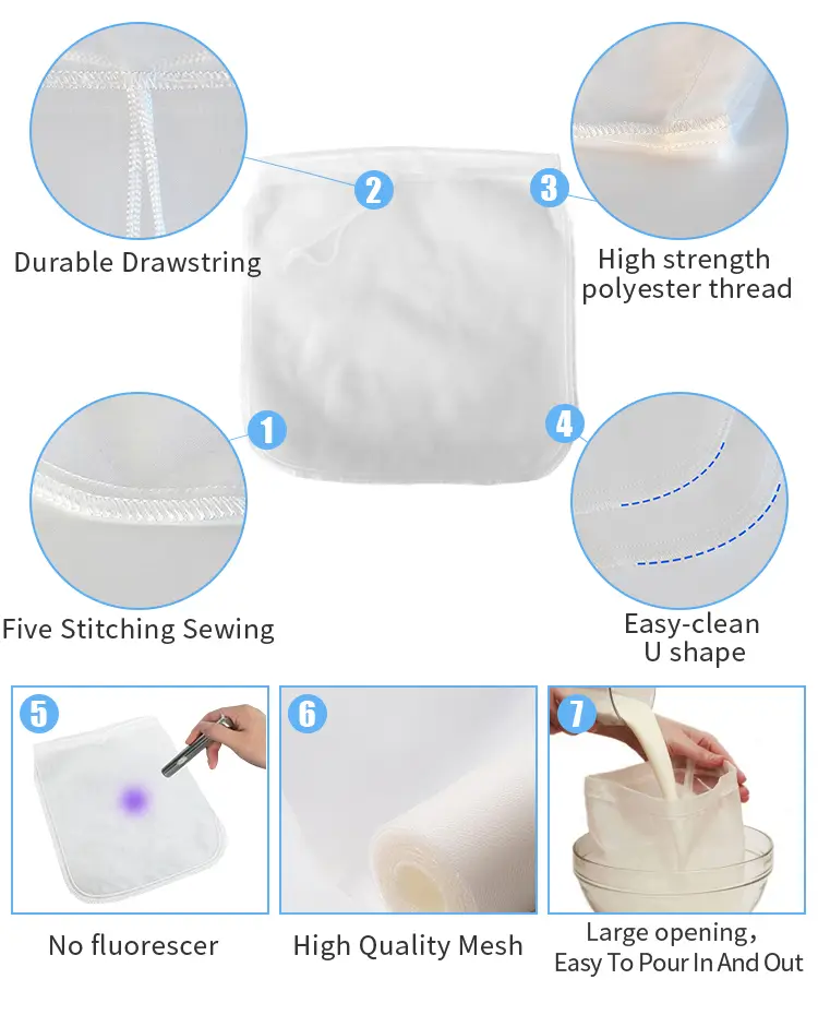 Tianyi China Hot Sale Nylon Nut Milk Bag Customized Logo (Min. Order: 100 Sets) Tianyi Company 4