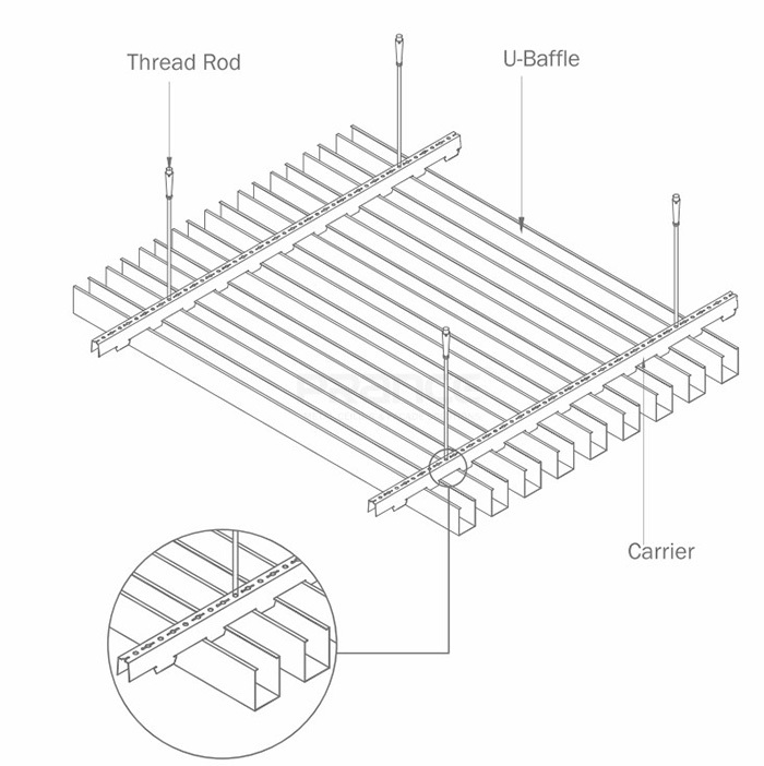 Angle Raffle Ceiling U Baffle Ceiling Manufacturer - PRANCE
