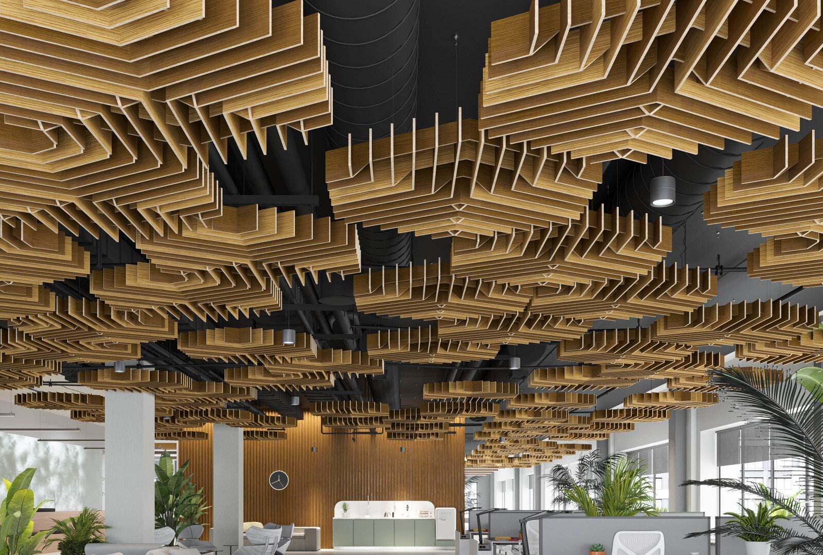 Angle Raffle Ceiling Wood Baffle Ceilings vs. Metal Tiles: The Best Ceiling Solutions for ...