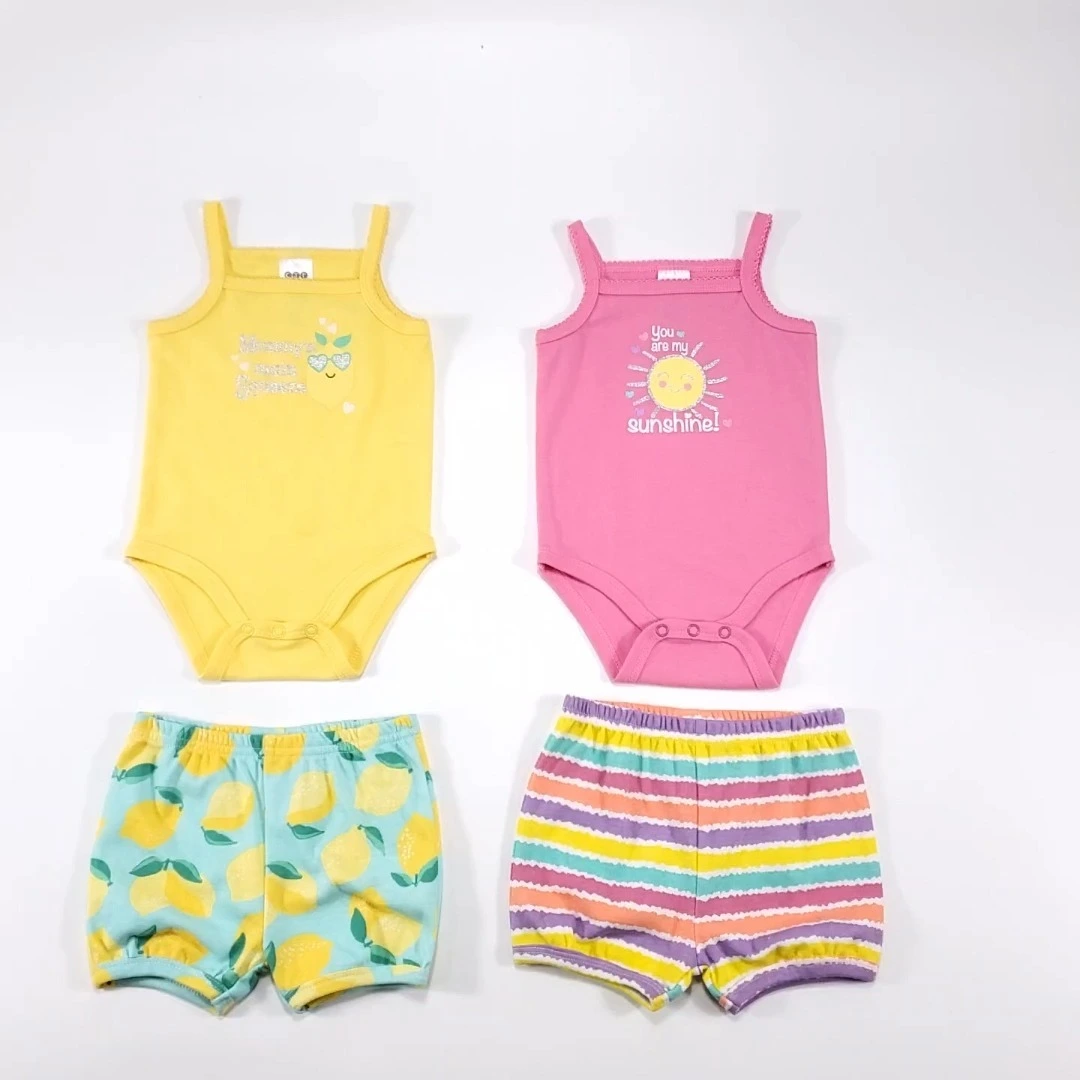 Sommer-Baby-Strampler-Shorts-Set aus Baumwolle 1