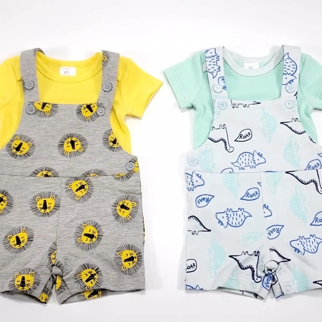 YZGM006-B 2 pc boy shortall bodysuit set custom infant clothing children's clothing manufacturers 1