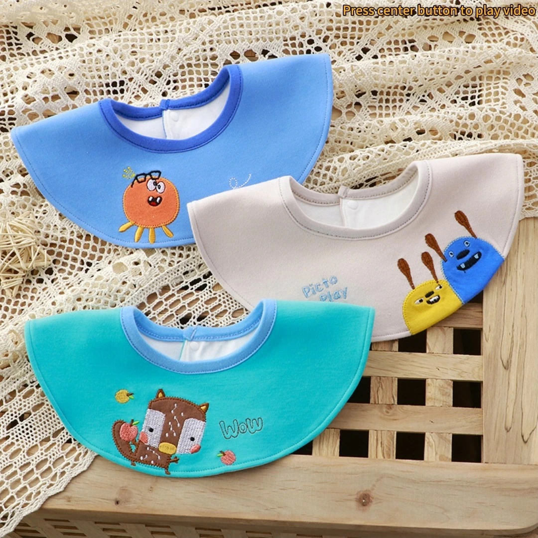 Easy to dry Soft skin friendly Knitted 100% cotton fashion waterproof washable baby bibs-YZGM044 1