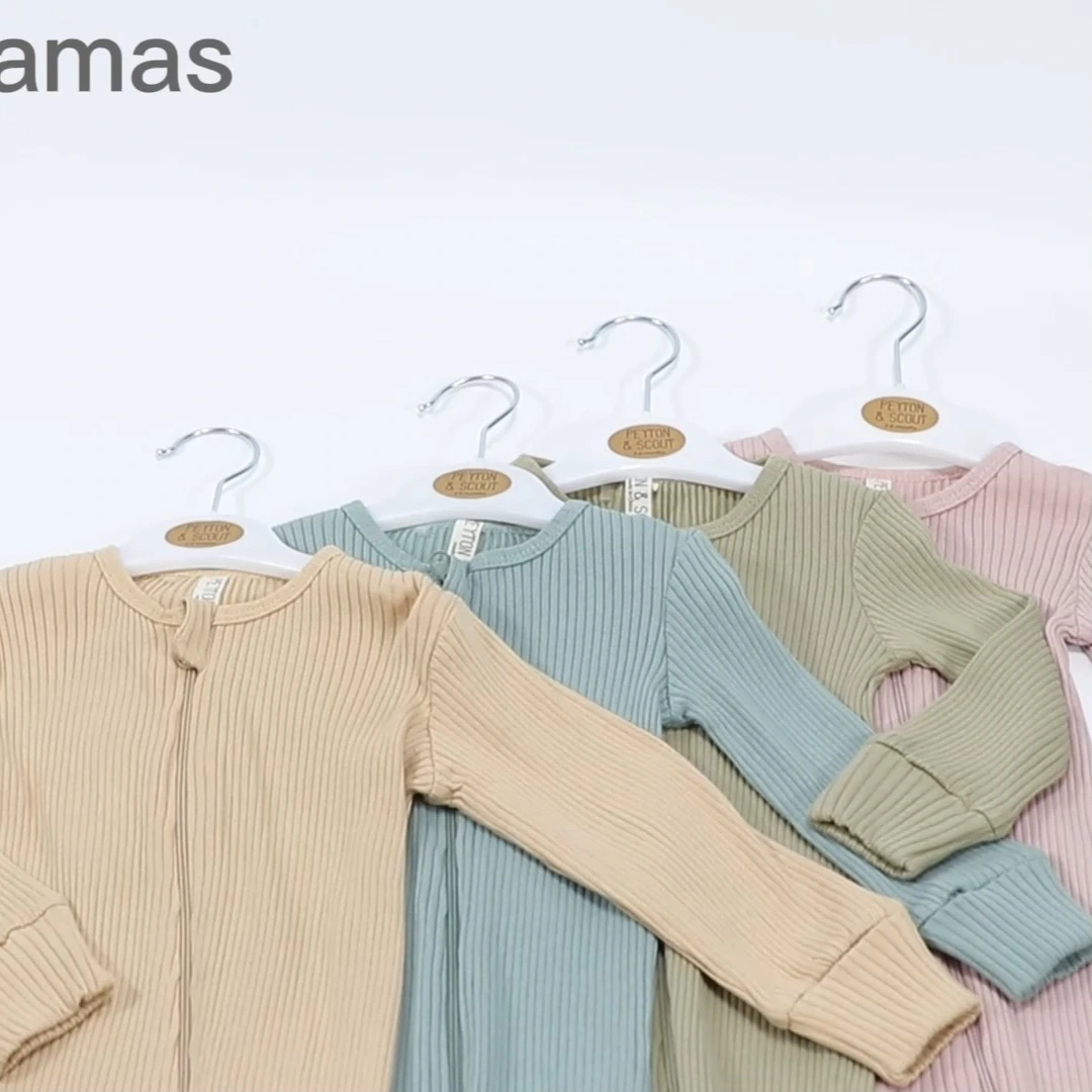 Baumwolle Rib Baby Sleeper Pyjamas Schlaf Strampler-YZGM016 1