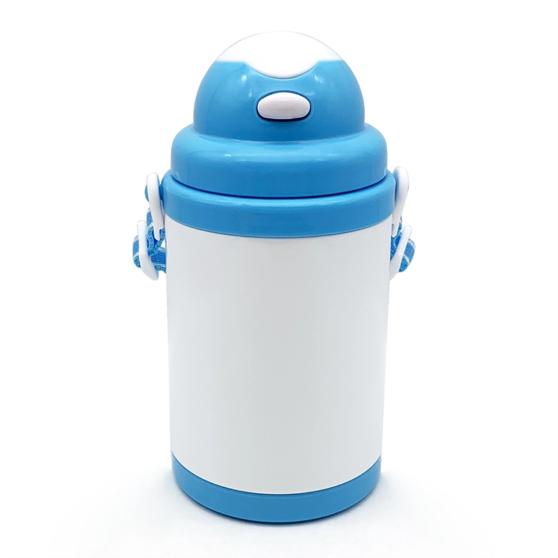 460 ml doppelwandige Trinkflasche aus Kunststoff mit Strohhalm, Cartoon-Mini-Wasserflasche (45868D) 1