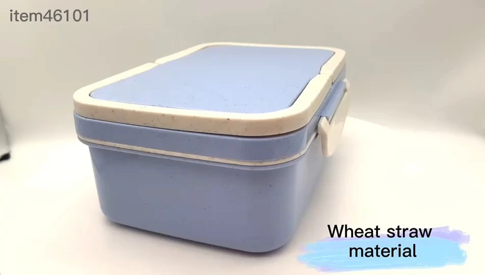 1000 ml de gros prix réutilisable PP Matériau Boîte à lunch à lunch bento de paille de blé écologique （59002） 1
