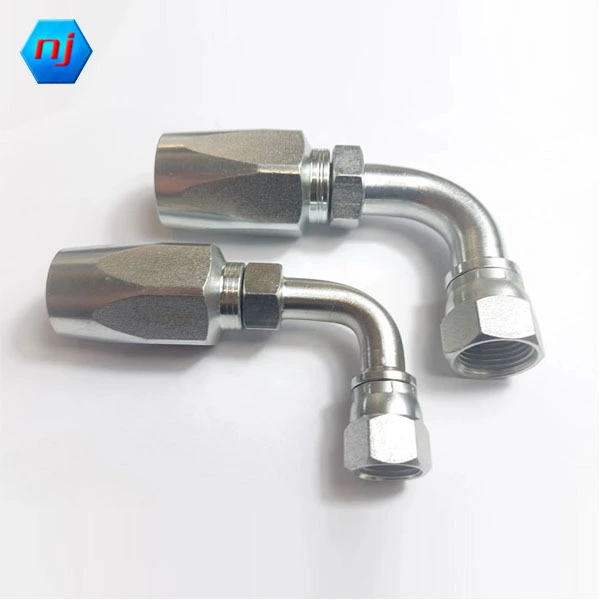Accesorios hidráulicos reutilizables NJ Codo de 90 grados Acero o acero inoxidable Hembra JIC Giratorio H8J9 1