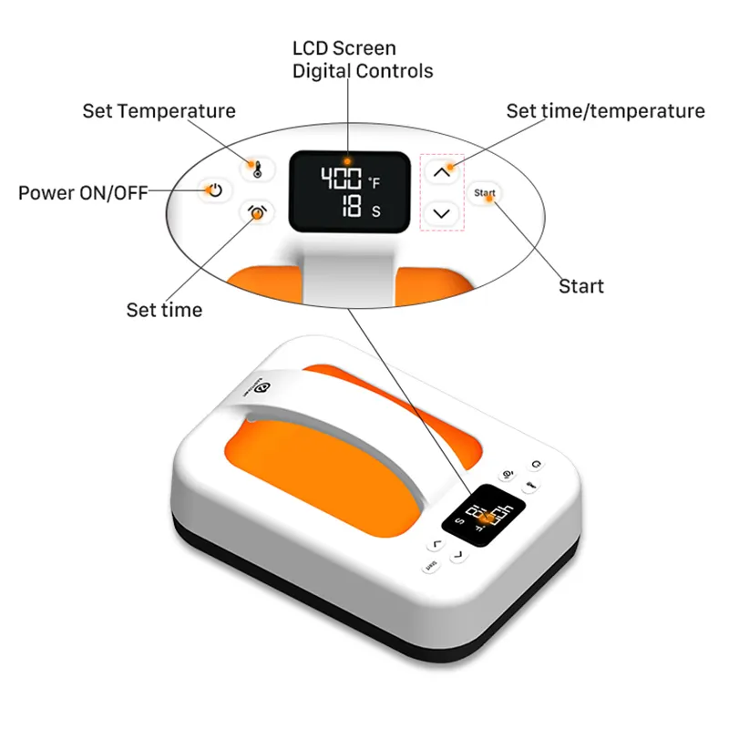 OEM Mini Hand Held Heat Press 500W Grade a PVC 7