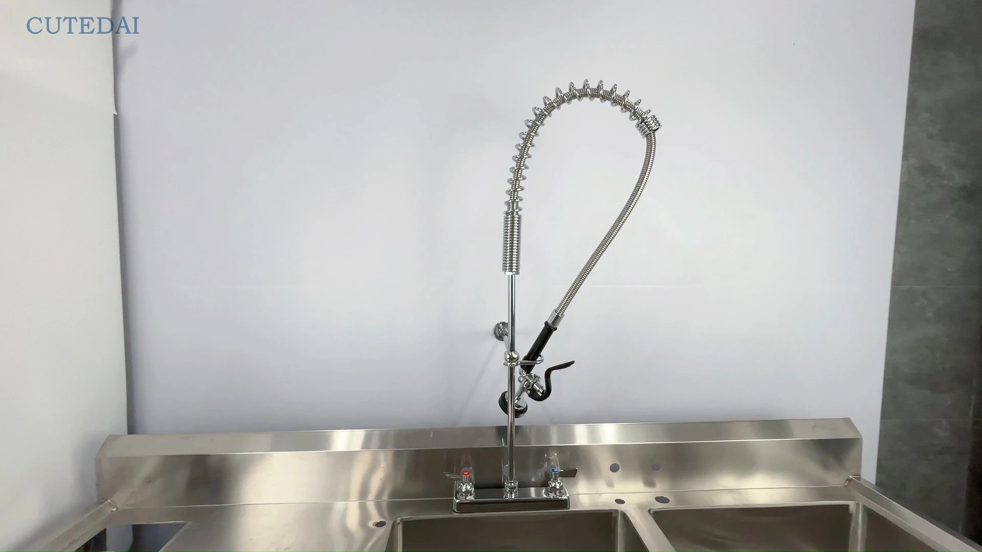 New Arrival Deck Mount Pre Rinse Faucet Watermark Commercial Faucet With Prerinse Stem Sprayer Riser Head Valve Squeeze Handle 1