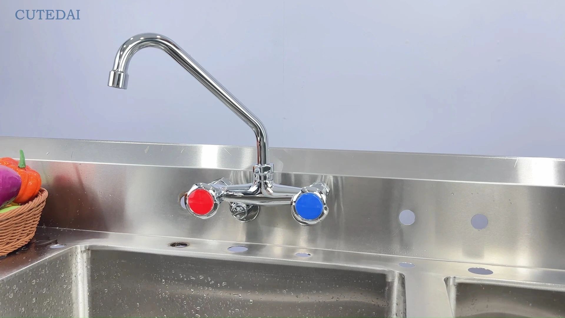 Modern Double Handle Spout Faucet Set 3-8 Inch Chrome Widespread Nozzle Lever Spread Brass Material 2-Hole Installation 1