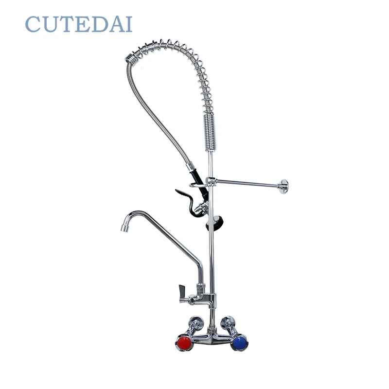 Przemysłowy kran do kuchni hotelowej i restauracyjnej, 3-8 cali, montowany na ścianie, z zaworem wstępnym do spłukiwania, do zastosowań komercyjnych 1